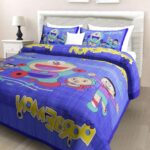 Doraemon Printed Cotton Double Bed Bedsheet With 2 Pillow Covers For Kids