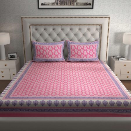 Jaipuri Cotton Printed Double Bedsheet With Two Pillow Covers