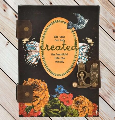 Handmade Printed Cardboard Journal Diary with Buckle Lock Unruled 200 Pages Notepad Personal Diaries for Men and Women -30