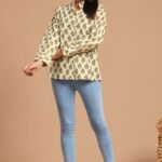 Women?s Yellow Floral Printed Cotton Long Sleeve Shirt Top ? Casual & Office Wear