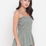 Women's Rayon Solid Casual Summer Style Tie Shoulder Straps Free Size Tank Top (Pistachio )