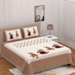Jaipuri printed cotton double bedsheet with two pillow covers