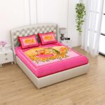 Rajasthani-Stylish Printed Cotton Double Bedsheet With Two Matching Pillow Covers