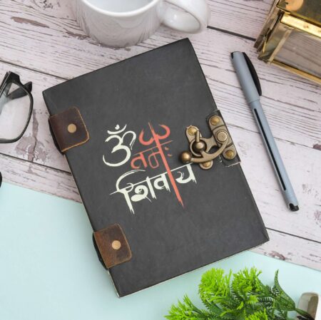 Handmade Printed Cardboard Journal Diary with Buckle Lock Unruled 200 Pages Notepad Personal Diaries for Men and Women -22