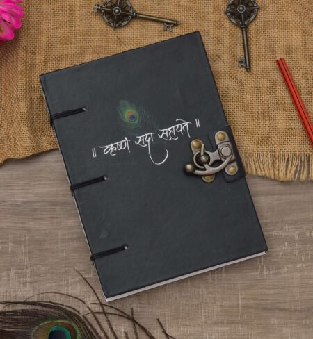 Handmade Printed Cardboard Journal Diary with Buckle Lock Unruled 200 Pages Notepad Personal Diaries for Men and Women -3