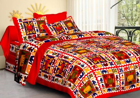 Jaipuri Cotton Printed Double Bedsheet With Two Pillow Covers