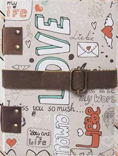 Handmade Printed Cardboard Journal Diary with String Closure Unruled 200 Pages Notepad Personal Diaries for Men and Women -14