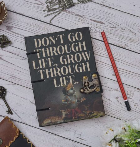 Handmade Printed Cardboard Journal Diary with Buckle Lock Unruled 200 Pages Notepad Personal Diaries for Men and Women -4