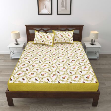 Jaipuri Cotton Printed Double Bedsheet With Two Pillow Covers