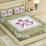 Rajasthani Jaipuri-Stylish Floral Printed Cotton Double Bedsheet With Two Matching Pillow Covers.