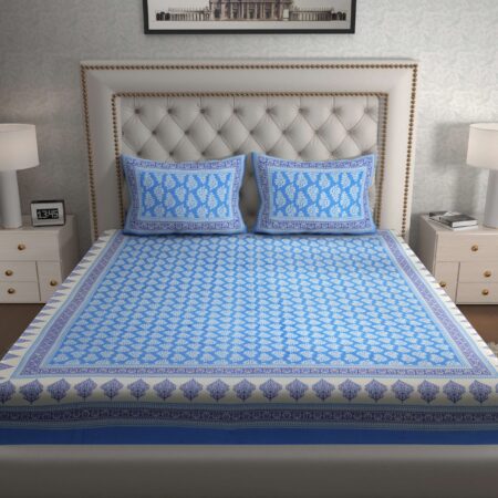 Jaipuri Cotton Printed Double Bedsheet With Two Pillow Covers