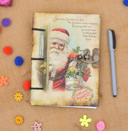 Handmade Printed Cardboard Journal Diary with Buckle Lock Unruled 200 Pages Notepad Personal Diaries for Men and Women -9