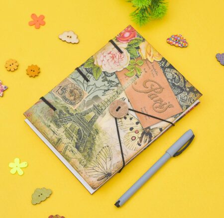 Handmade Printed Cardboard Journal Diary with String Closure Unruled 200 Pages Notepad Personal Diaries for Men and Women -6