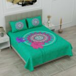 Rajasthani Jaipuri-Stylish Floral Print Double Bedsheet With Two Matching Pillow Covers. 