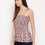 Women's Rayon Printed Casual Summer Style Tie Shoulder Straps Free Size Tank Top ( Multi16