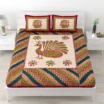 Rajasthani Traditionally Printed Cotton Doublebed Bedsheet With Pack of 2 Pillow Covers