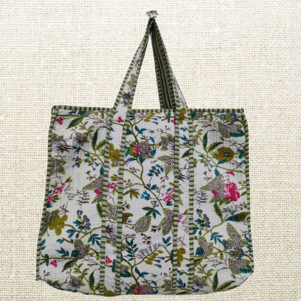 Pink Floral Handmade Tote Bag
