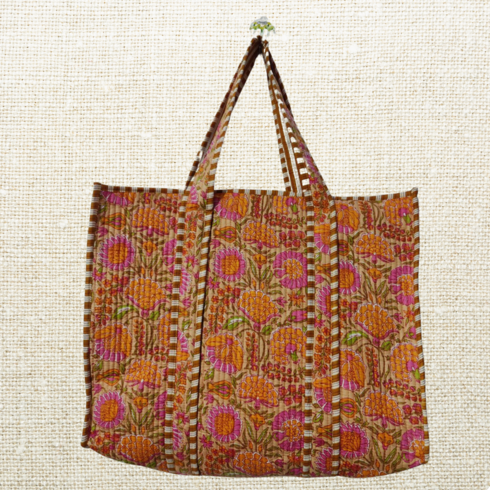 Ethnic Printed Quilted Tote Bag