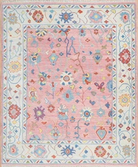 Bhadohi Heritage Blush Pink Floral Handwoven Area Rug