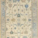 Hand Knotted Ivory Oushak Wool Rug