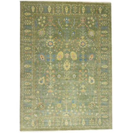 Hand-Tufted Olive Green Botanical Area Rug