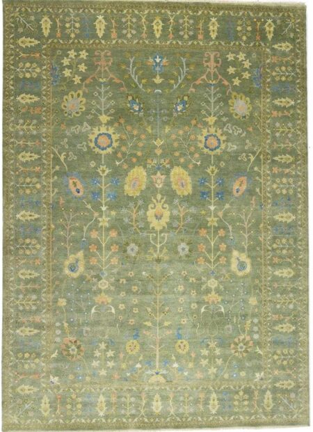 Hand-Tufted Olive Green Botanical Area Rug
