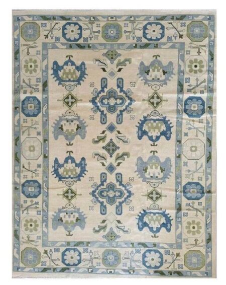 Hand-Tufted Blue & Sage Floral Area Rug