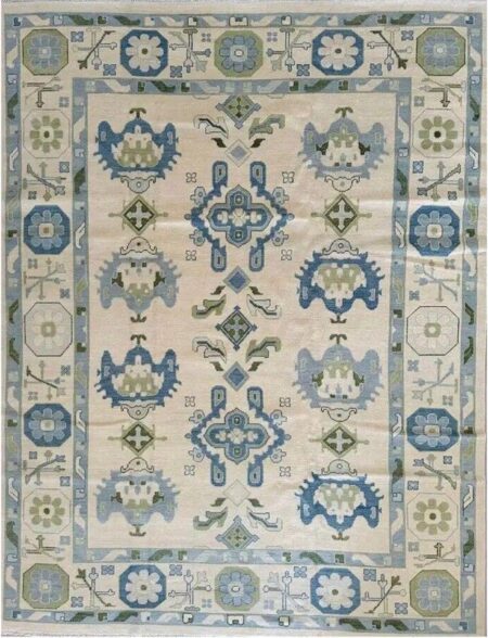 Hand-Tufted Blue & Sage Floral Area Rug