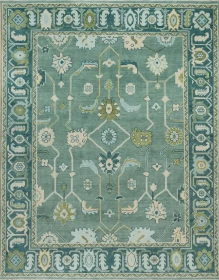 Hand-Tufted Sage Green Botanical Area Rug