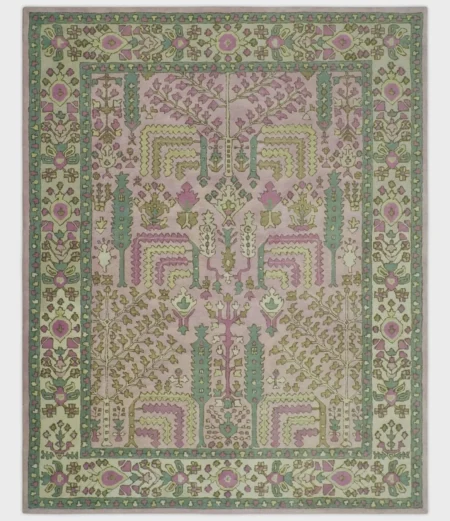 Hand-Tufted Blush Pink Botanical Area Rug