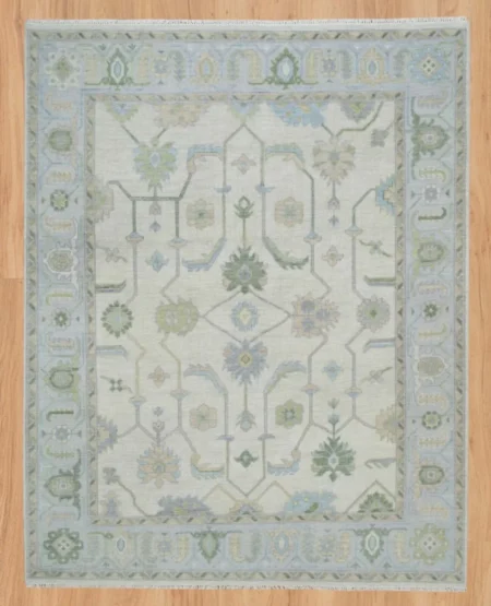Hand-Tufted Mist Blue & Sage Floral Area Rug