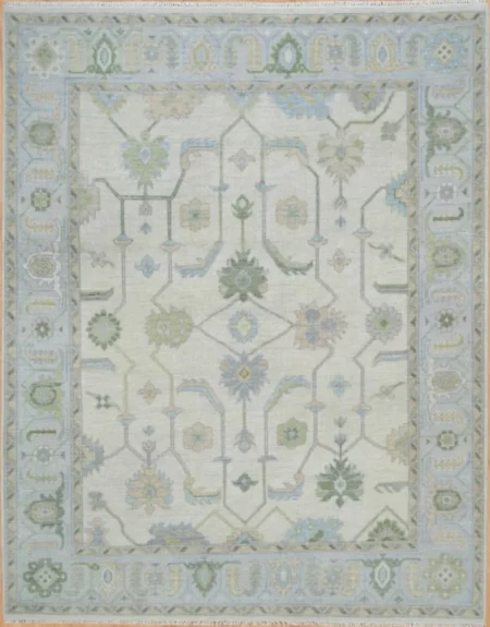 Hand-Tufted Mist Blue & Sage Floral Area Rug